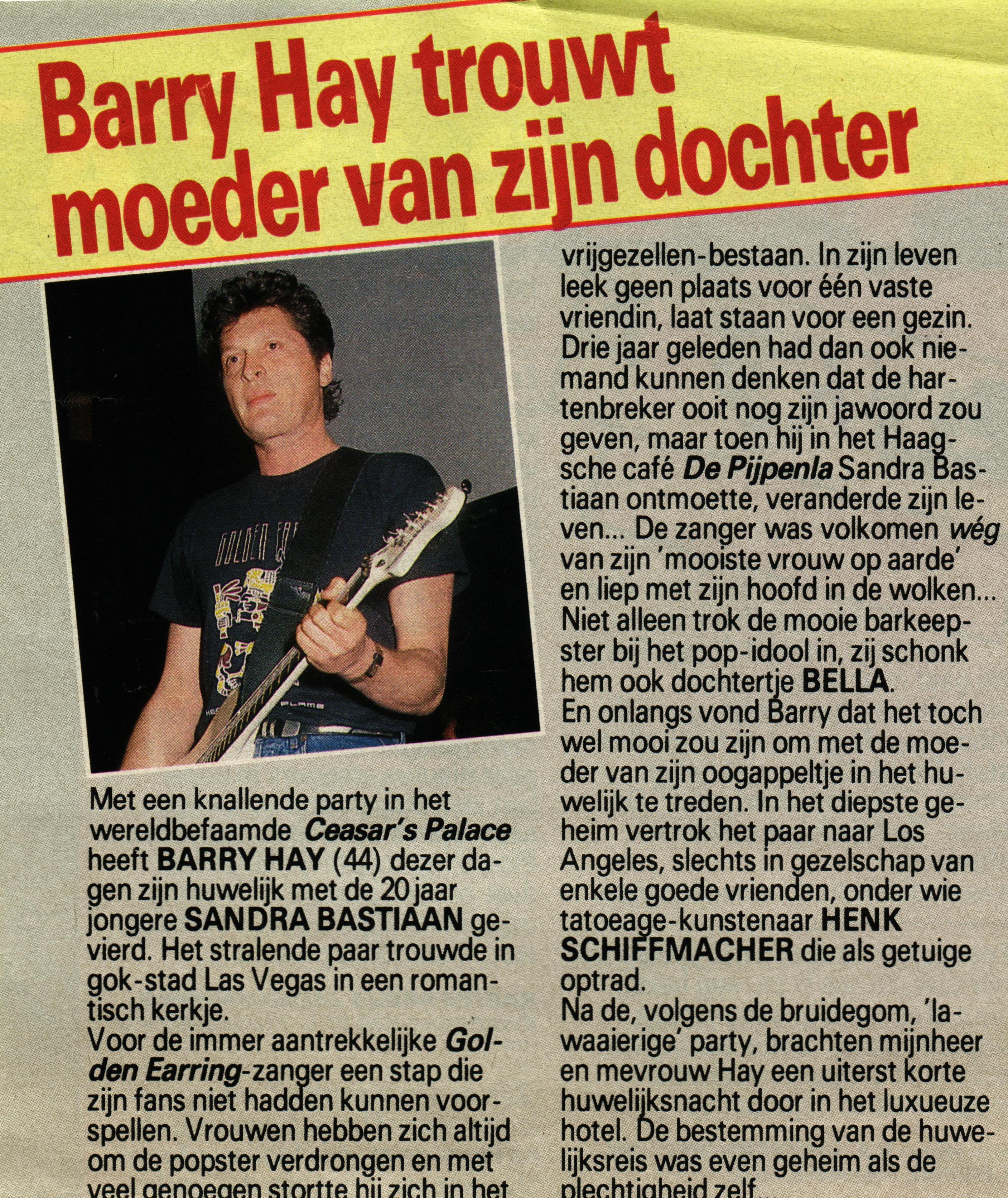 Prive Magazine March 09 1992: Barry Hay trouwt moeder van zijn dochter
